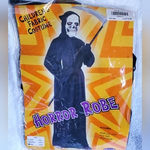Kids black horror robe with hood size large 12-14